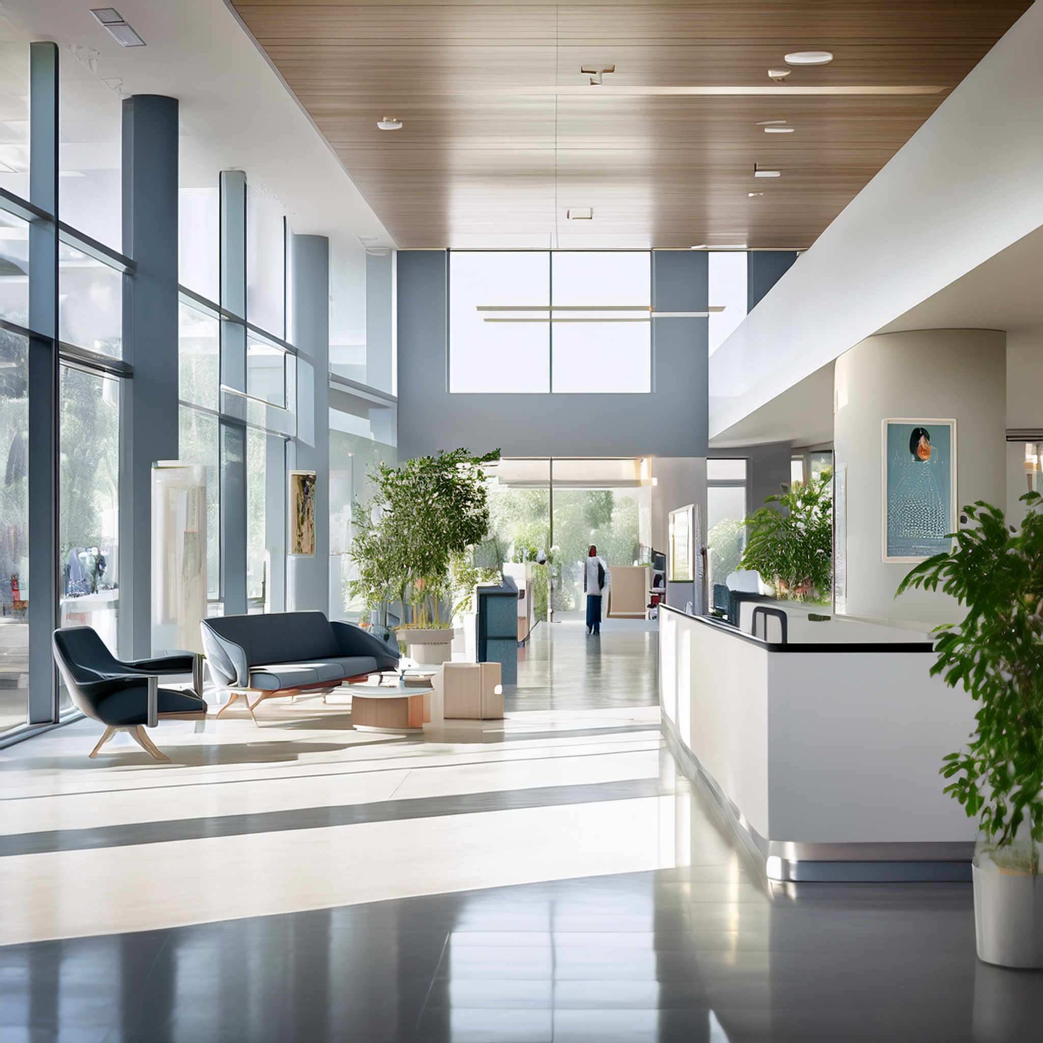 Moderne und einladende Büroatmosphäre mit freundlichem Team im Gespräch mit Kunden.